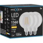 Mexen Vintis 3x LED филамент крушка E27, G125, 12W, Топла - 2700K, 1560 lm, прозрачен (L158-E27-1227-00x03)