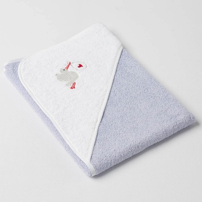 Veba LOTA osuška s kapucí fialovo/bílá s výšivkou Čapí pošta bílá lemovka 75x75 cm – Zboží Dáma
