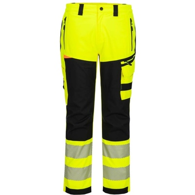 Portwest hi-vis dx4 dx448 / Светлоотразителен водоустойчив панталон с кръста - жълт/черен uk 32/eu 48 (dx448ybr32)