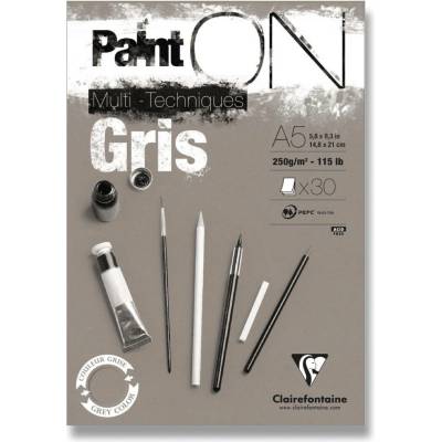 Clairefontaine Paint'ON Grey - blok - A5, 30 listů, 250 g