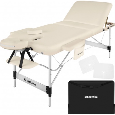 Tectake 405587 3 zóny masážní lehátko s 5cm polstrováním a hliníkovým rámem béžová 78 cm