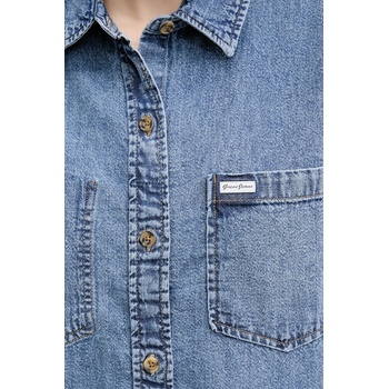 Guess Jeans Дънкова риза Guess Jeans дамска в синьо със свободна кройка с класическа яка W5GH0F D5M81 (W5GH0F.D5M81)