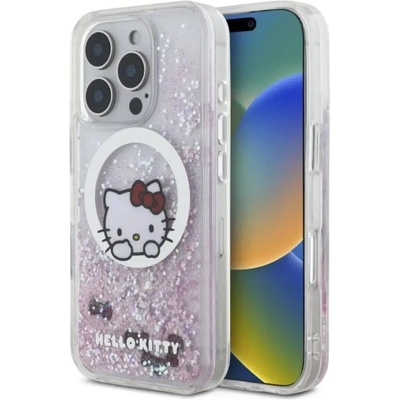 Hello kitty Калъф Hello Kitty Liquid Glitter Sweet Kitty Bows MagSafe Case за iPhone 16 Pro Max - бял (3666339297800)