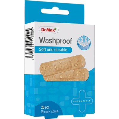 Dr.Max Washproof Soft and durable 19 mm x 72 mm náplast 20 ks