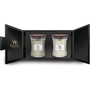 WoodWick Medium Hourglass Gift Set Fireside & Linen 275 g