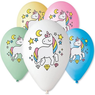 GoDan Balónik pastel 30 cm Jednorožec hviezdy potlač