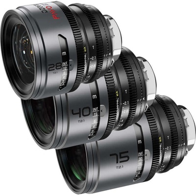 DZOFILM Pavo 2x Anamorphic 3 Lens Kit 28 / 40 / 75mm T2,1 pro PL/EF S35 metric Neutral Coating