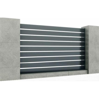 umakov-cz Hliníkový plot 1,7x2,0 m s obdélníkovou - laťovou výplní 20x120 a adaptérem 40x34, Antracit R7016
