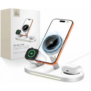 Tech-Protect a51 arcticboost 3in1 magnetic magsafe wireless charger 25w qi2.2 white (5906302392971)