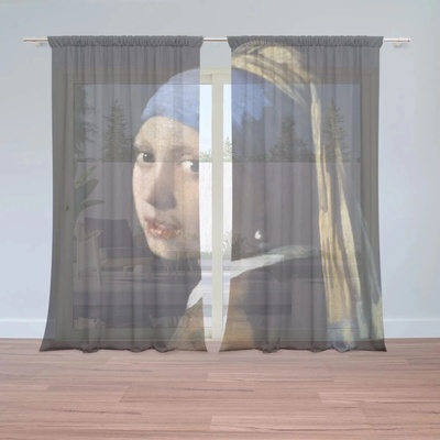 Sablio Záclony Dívka s perlou - Johannes Vermeer: 2ks 150x250cm