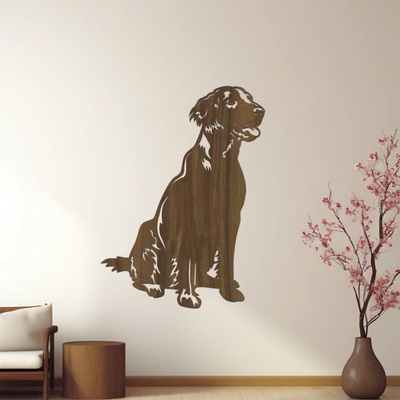 dřevo života Dřevěný obraz psa Flat coated retriever Rozměry (cm): 30x40, Zvolte barvu dekoru: Ořech