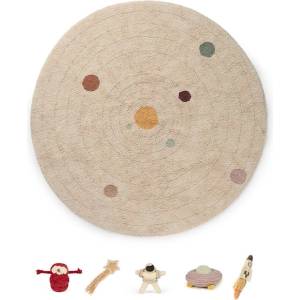 Lorena Canals Бежово памучно детско килимче за игра ø150 cm Solar System - Lorena Canals (C-PLAY-SOLAR)