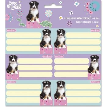 Ars Una Етикет за тетрадки ARS UNA, 18 броя, Cute Animals-Aussie (53835284)