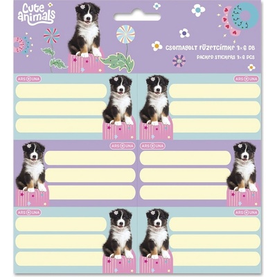 Ars Una Етикет за тетрадки ARS UNA, 18 броя, Cute Animals-Aussie (53835284)