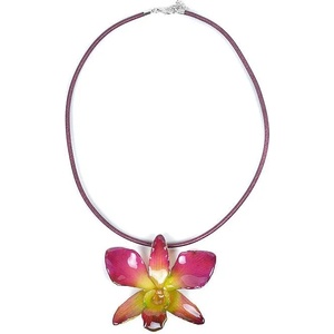 Dannyra Колие с истинска орхидея и копринена верижка модел 4 Dannyra Jewels