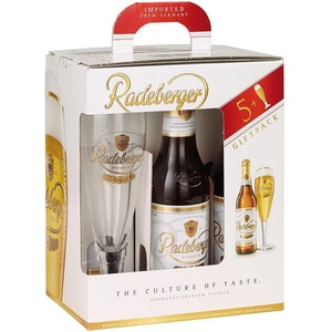 Radeberger (Радебергер) Светла бира Pilsner Подаръчен комплект 5бр x 0.33 л + Чаша