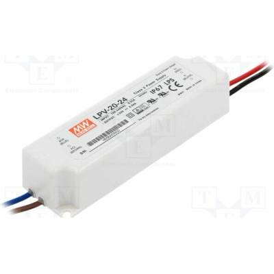MEAN WELL LPV-20-24 Napájecí zdroj: spínaný; LED; 20W; 24VDC; 0,84A; 90÷264VAC; IP67