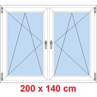 Soft Dvoukřídlé plastové okno 200x140 cm OS+OS se sloupkem Bílá
