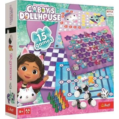 Trefl Gabby's Dollhouse Sada 15 spoločenských hier