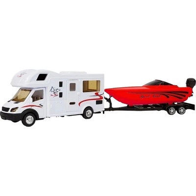 LeanToys Детска играчка Lean Toys - Кемпер с червена лодка, 1: 48 (7536)