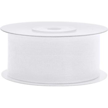 Party Deco Панделка от шифон, бяла, 38мм/25м