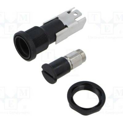 SCHURTER 0031.2203 Zásuvka; 5x20mm; 16A; 250VAC; FIZ; na panel; černá; UL94V-0; IP40
