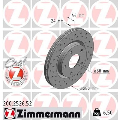 Brzdový kotúč ZIMMERMANN 200.2526.52 (200252652)