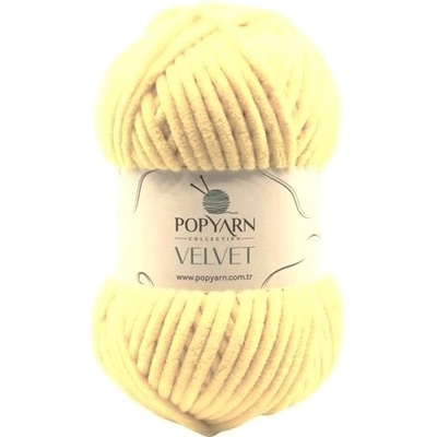 POPYARN Pletací příze Velvet B044 - žlutá světlá