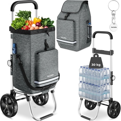 tectake 406294 nákupní vozík shopper, 3 v 1, skládací, s chladicí taškou šedá