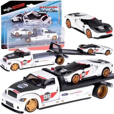 Kovový model Maisto Flatbed + Ford GT Heritage 2021 1:64