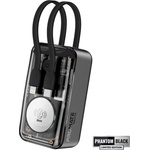 Promate Външна батерия ProMate, Mavrix. Black 10000mAh Transparent Power bank w/ built-in USB-C and Lightning Cable, USB-C 33W PD, 3W Apple Watch Charger, LED Display - Черна