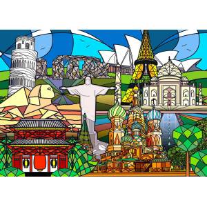 Enjoy - Puzzle World Landmarks - 1 000 piese