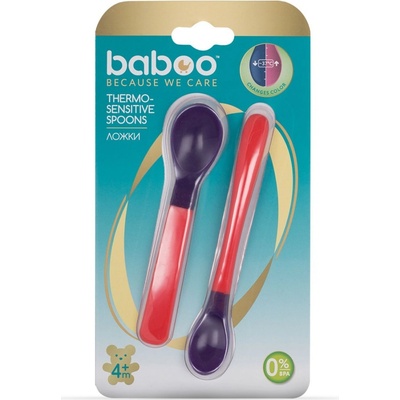 Baboo Lžička silikonová červená 6m+