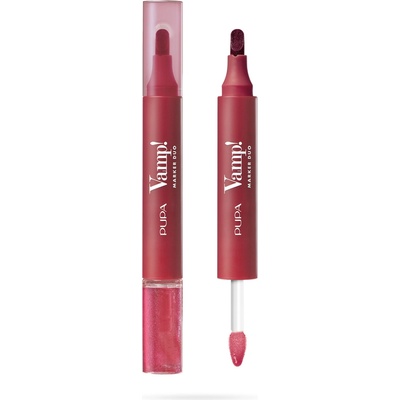 Pupa Milano Fix a olejový lesk na pery 2v1 Vamp! Marker Duo 005 Cherry Granita 4 ml