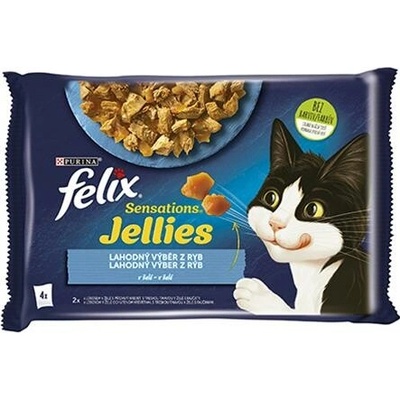 Felix Sensations cat losos a krevety&treska a paradajka želé 4 x 85 g