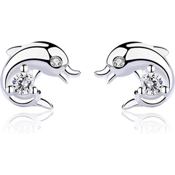 Silenti Jewelry Сребърни обеци "Делфин" - Кубичен цирконий