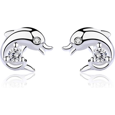 Silenti Jewelry Сребърни обеци "Делфин" - Кубичен цирконий