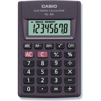 Casio Калкулатор Casio HL-4A, 8 разряден дисплей, джобен, корен квадратен и процент, черен (HL-4A)