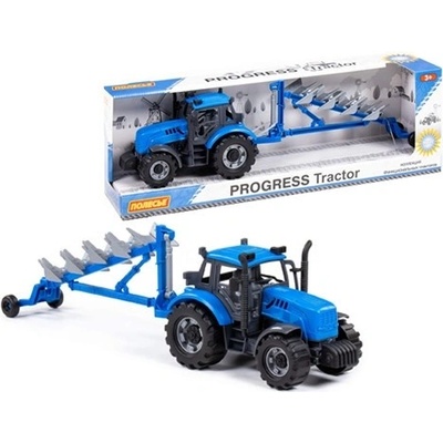 Polesie Traktor Progress s pluhem modrý