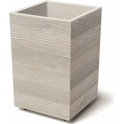 Prosperplast Kvetináč MADERA SQUARE WOOD vysoký 38,5 cm biela