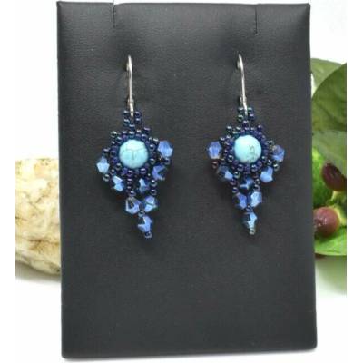 Mijabijoux Mrazivá elegance Ručně šité tyrkysovo-modré náušnice MB00504
