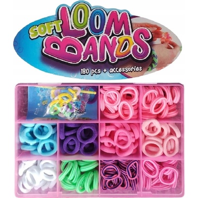 Sada gumiček na náramky 180 ks příslušenství, gumičky SOFT Loom bands fi – Zboží Mobilmania