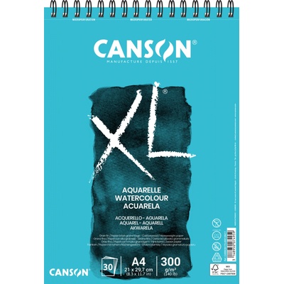 Canson XL Aquarelle Skicák v kroužkové vazbě A4 CP, 300g, 30 listů