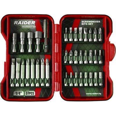 Raider (Аccessories) Комплект накрайници raider - 37 части, 1/4" шестостенен захват (157793)