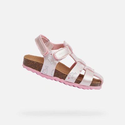 Geox Pink Girls Sandals Chalki Girls biela hnedá ružová