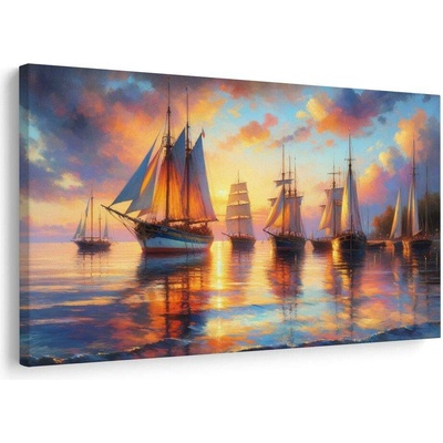 Obraz západ slunce u lodí - 60x40