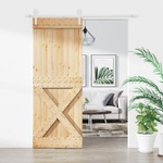 vidaXL Преплъзваща се врата 80 x 210 cm Естествено и бяло (3445146)