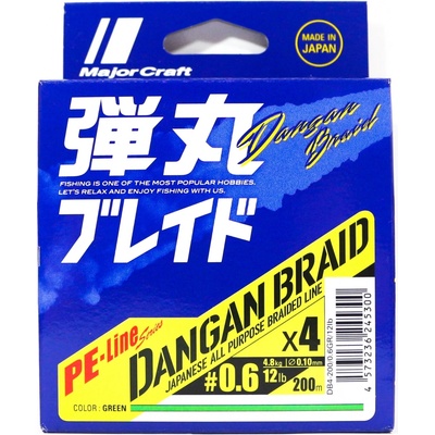 Major Craft Šňůra Dangan X4 zelená 150m 0,10mm 4,8kg