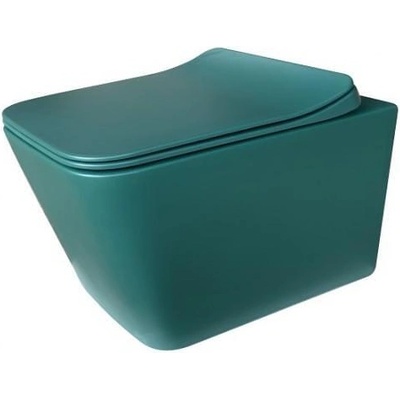 Inter Ceramic Конзолна тоалетна чиния ICC 5135DG, седалка и капак, порцелан, тъмнозелен, 52x37x36см (5135DG)