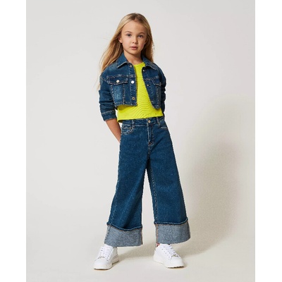 Twinset Girl Rifle zvonové s ohrnou tmavě modré